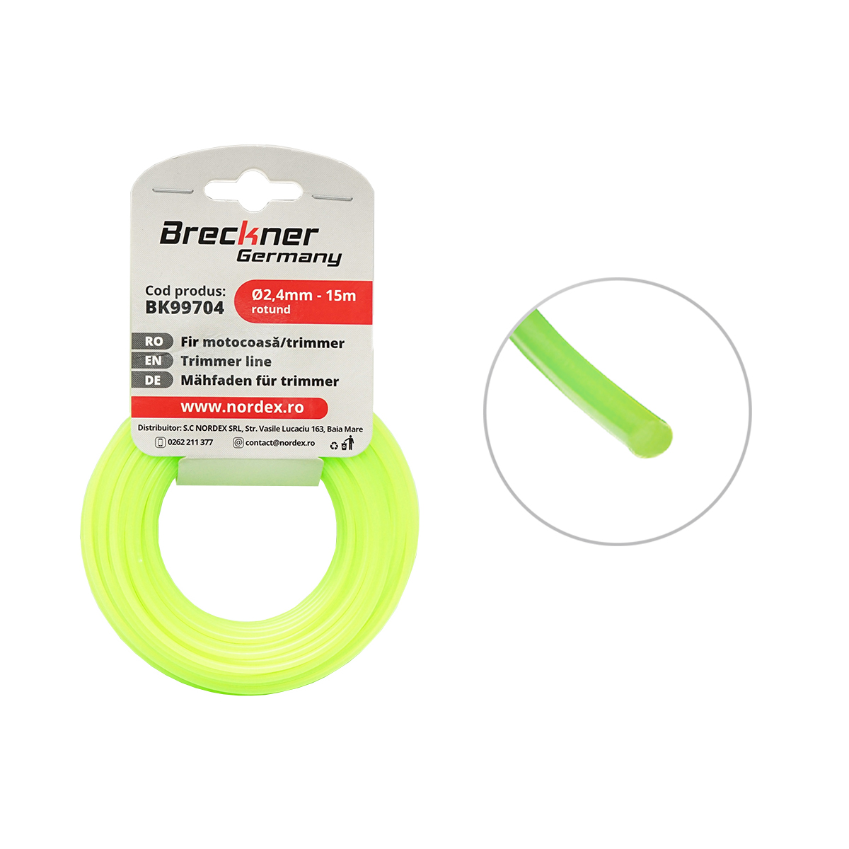 Fir rotund pentru motocoasa, 2.4 mm x 15 m Breckner Germany