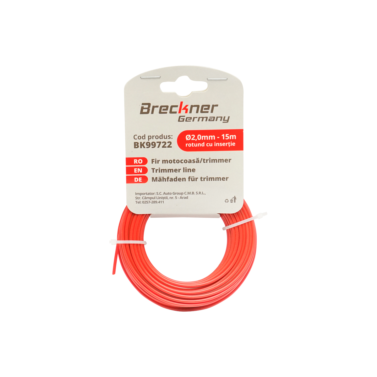 Fir rotund pentru motocoasa, 2.0 mm x 15 m Breckner Germany - imagine 2