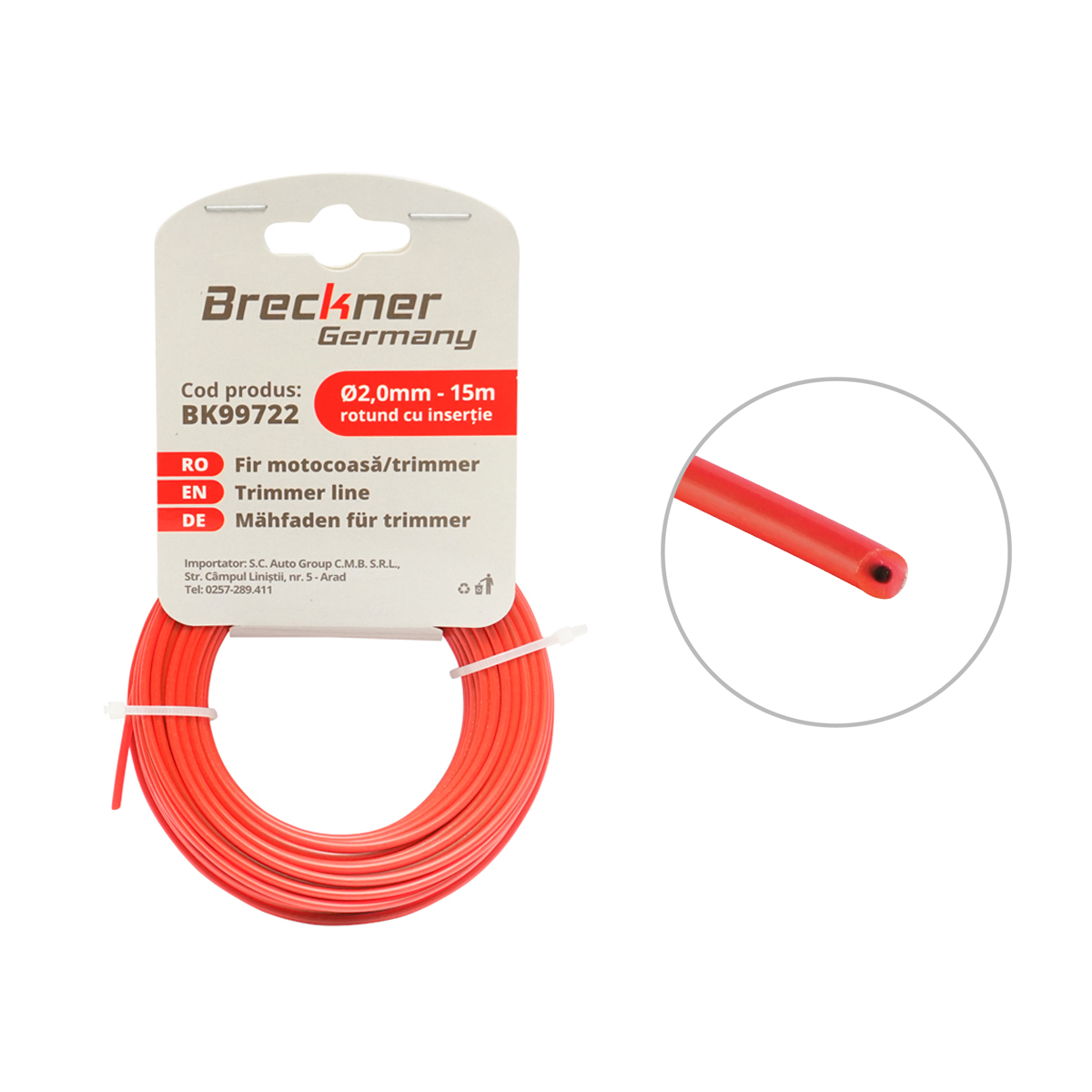 Fir rotund pentru motocoasa, 2.0 mm x 15 m Breckner Germany