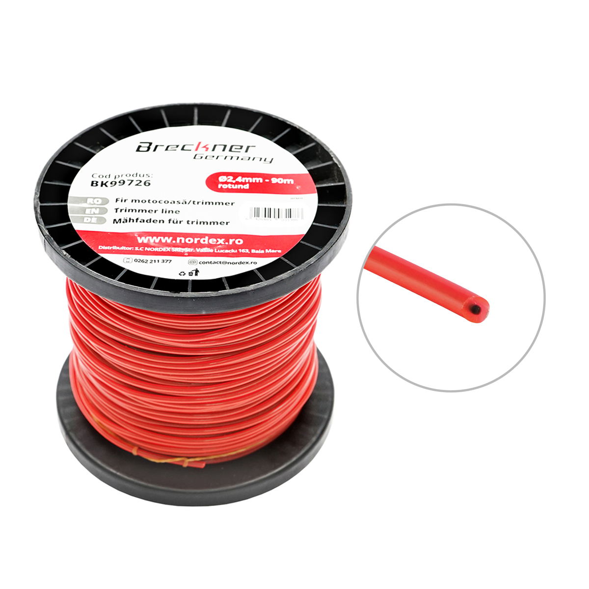 Fir rotund pentru motocoasa, 2.4 mm x 90 m Breckner Germany