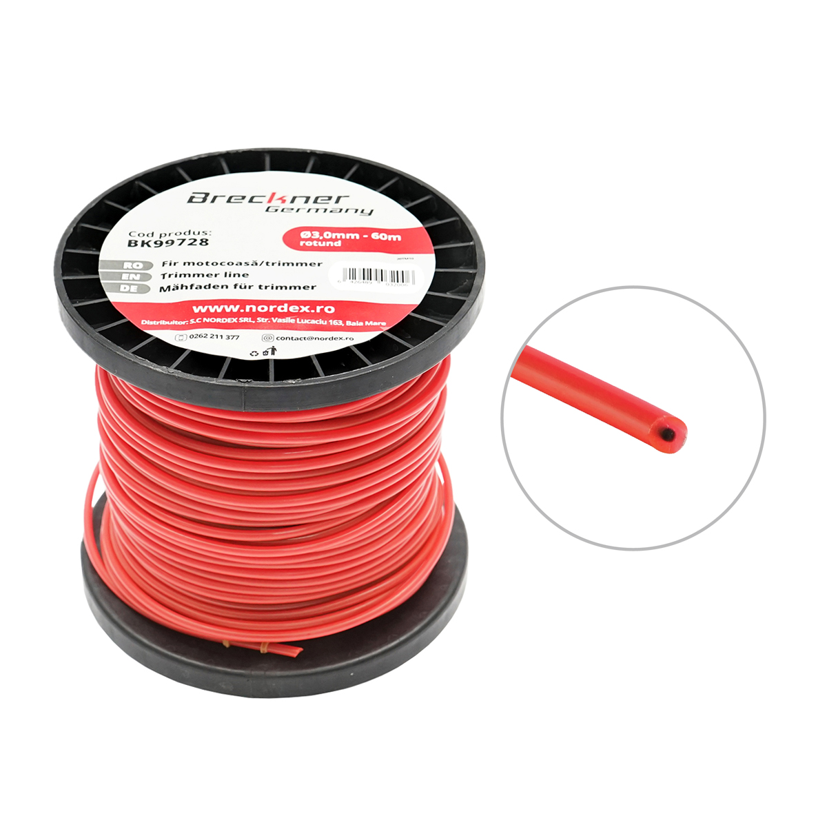 Fir rotund pentru motocoasa, 3.0 mm x 60 m Breckner Germany