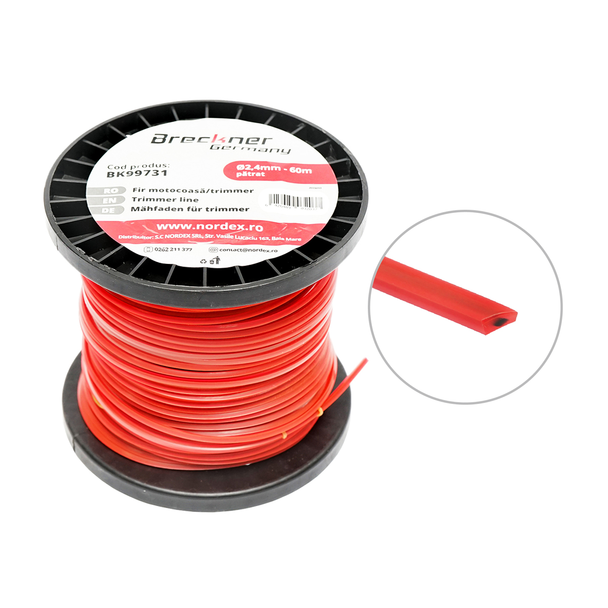 Fir patrat pentru motocoasa, 2.4 mm x 60 m Breckner Germany