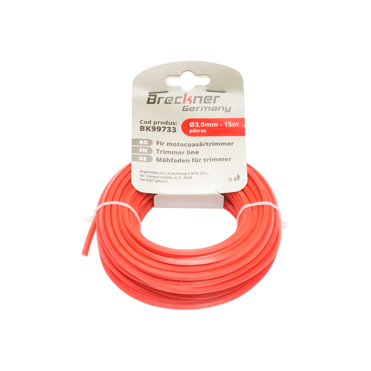 Fir patrat pentru motocoasa, 3 mm x 15 m cu insertie Breckner Germany