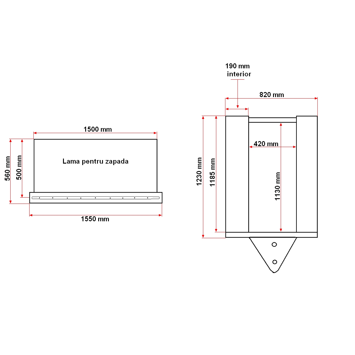 Lama de zapada pentru stivuitor latime 1500mm cu prindere pe lame 1185mm 156Kg - imagine 4