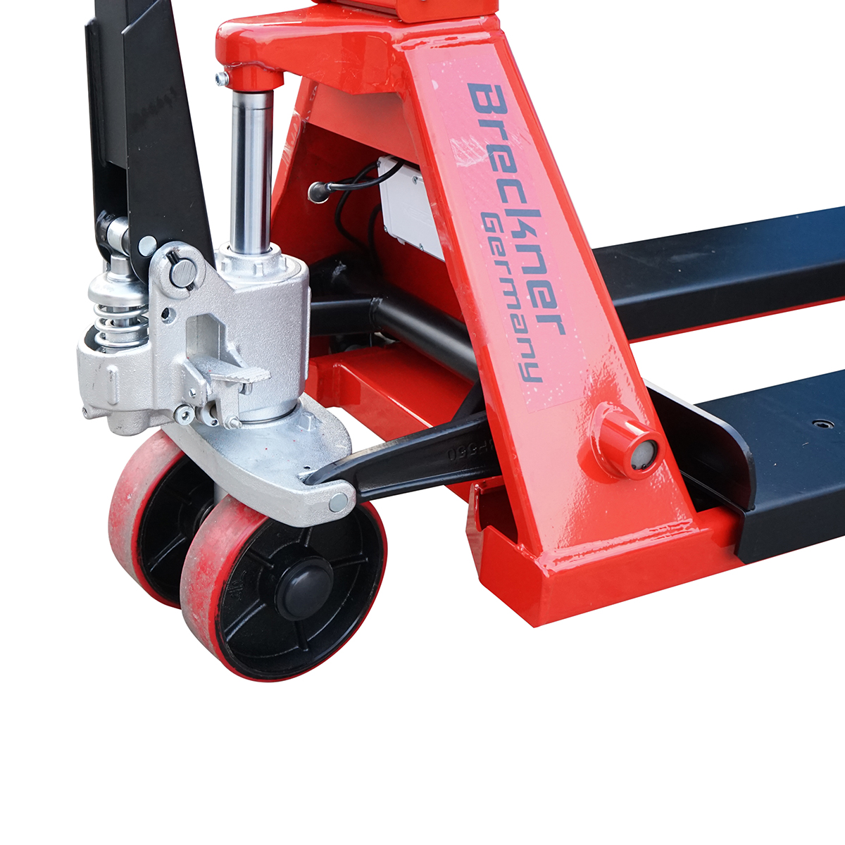 Transpalet manual 2T cu cantar electronic si roata de silicon Breckner Germany - imagine 7
