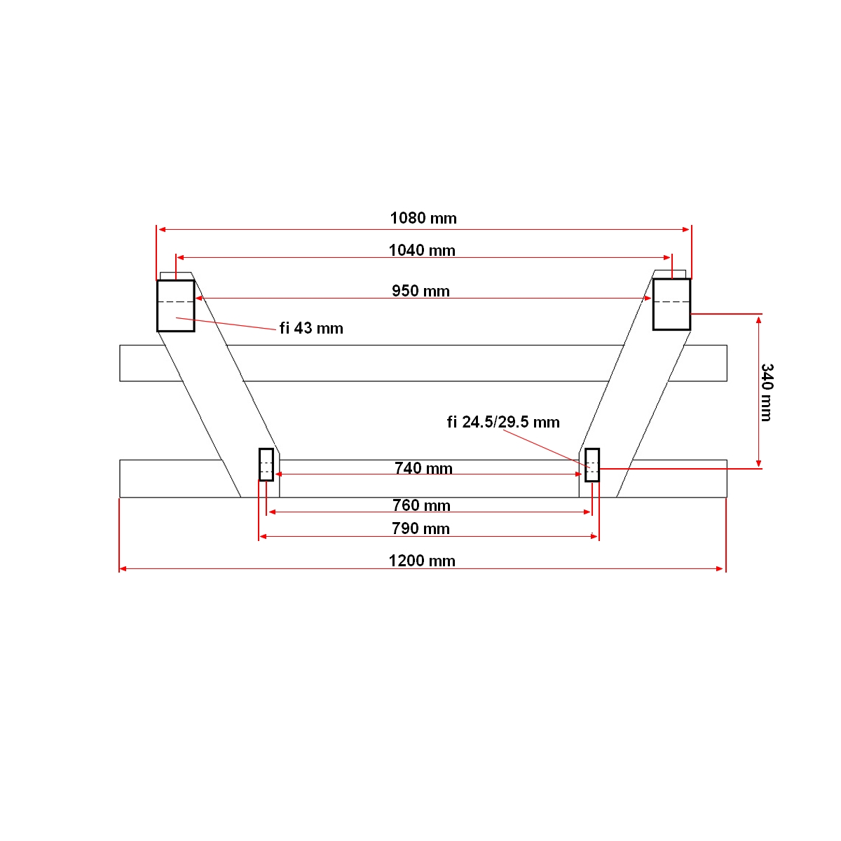 Set lame furci pentru paleti 100x35x1200mm complete cu cadru - imagine 6