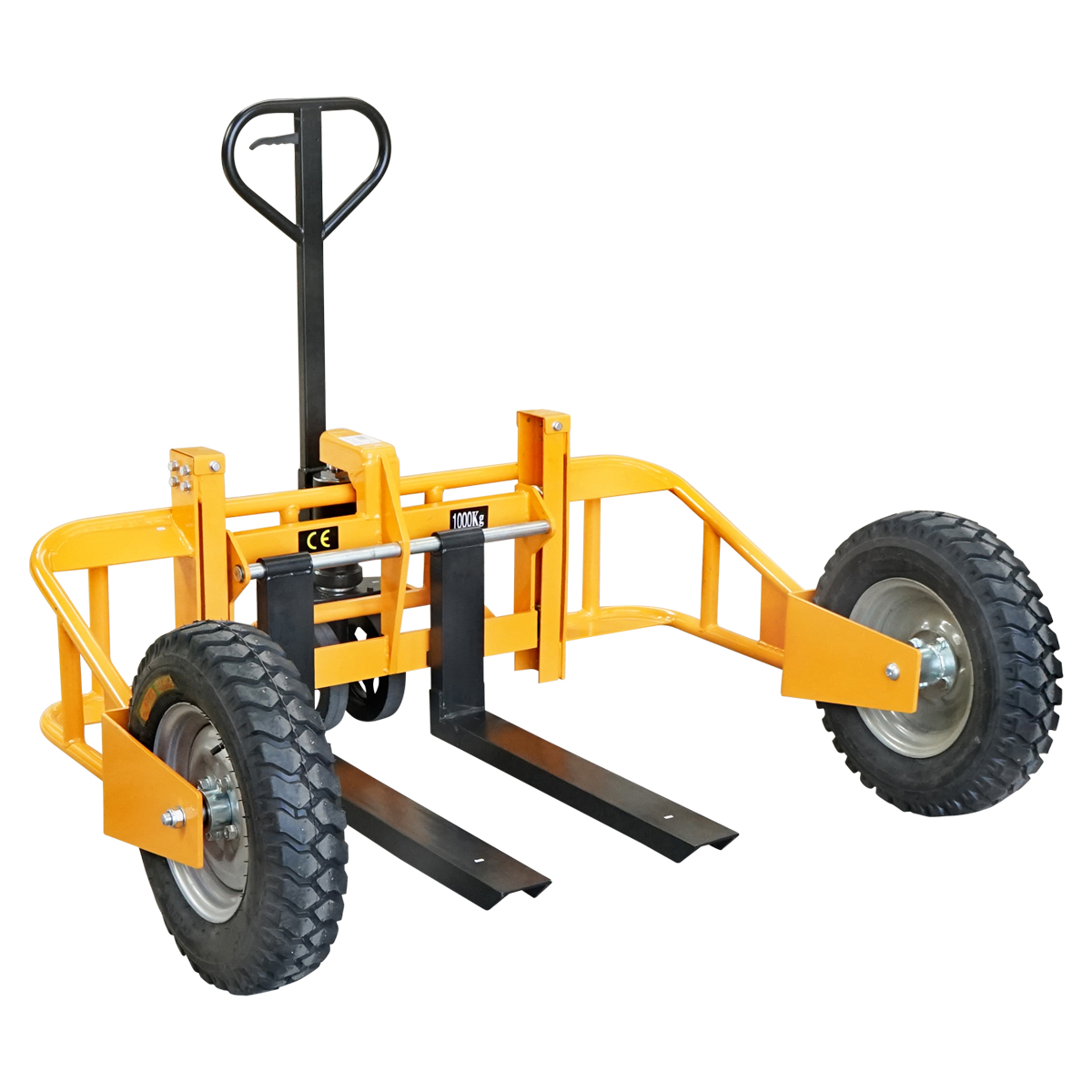 Transpalet pentru teren accidentat, sarcina maxima 1T, lungime furci 800mm