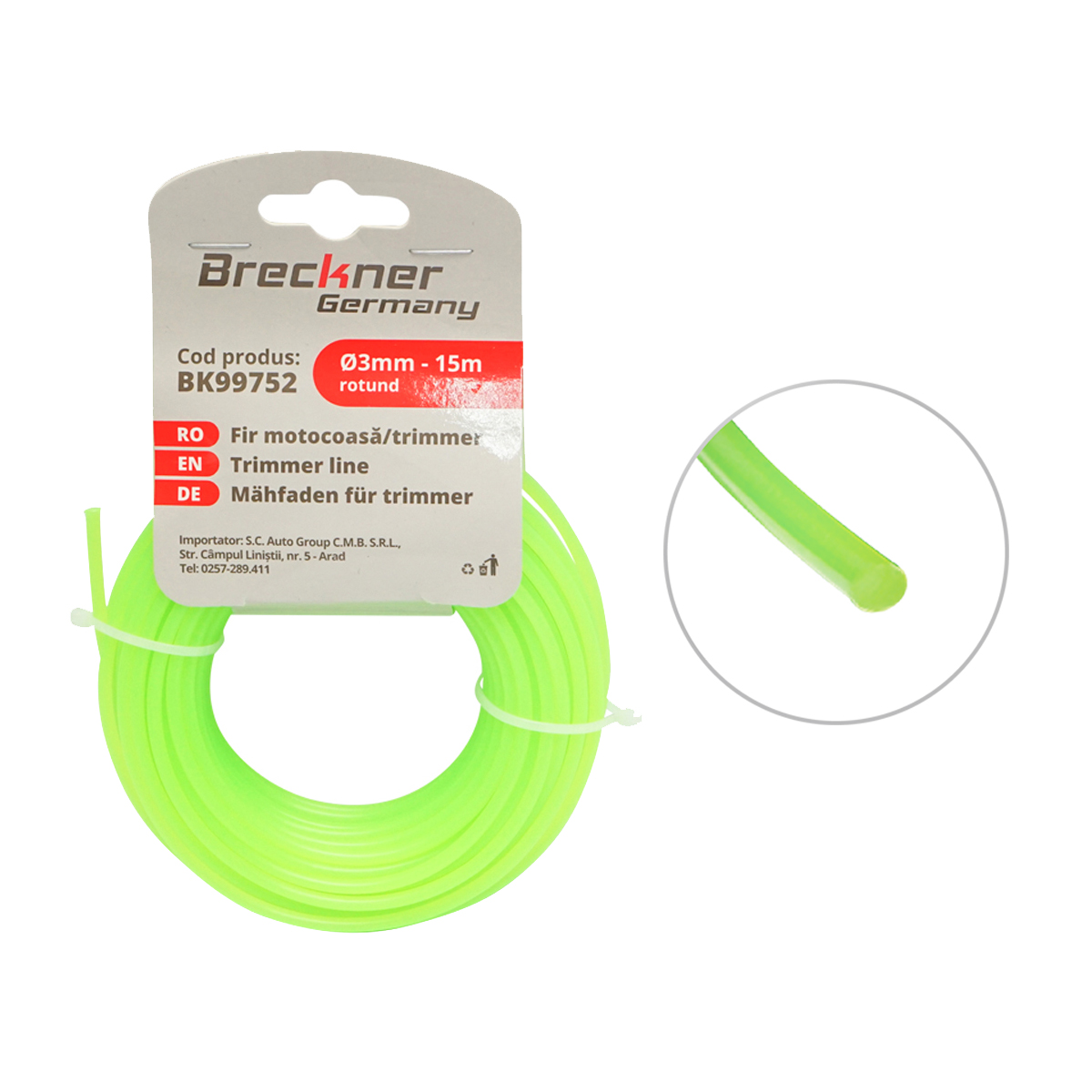 Fir rotund pentru motocoasa, 3mm x 15m Breckner Germany