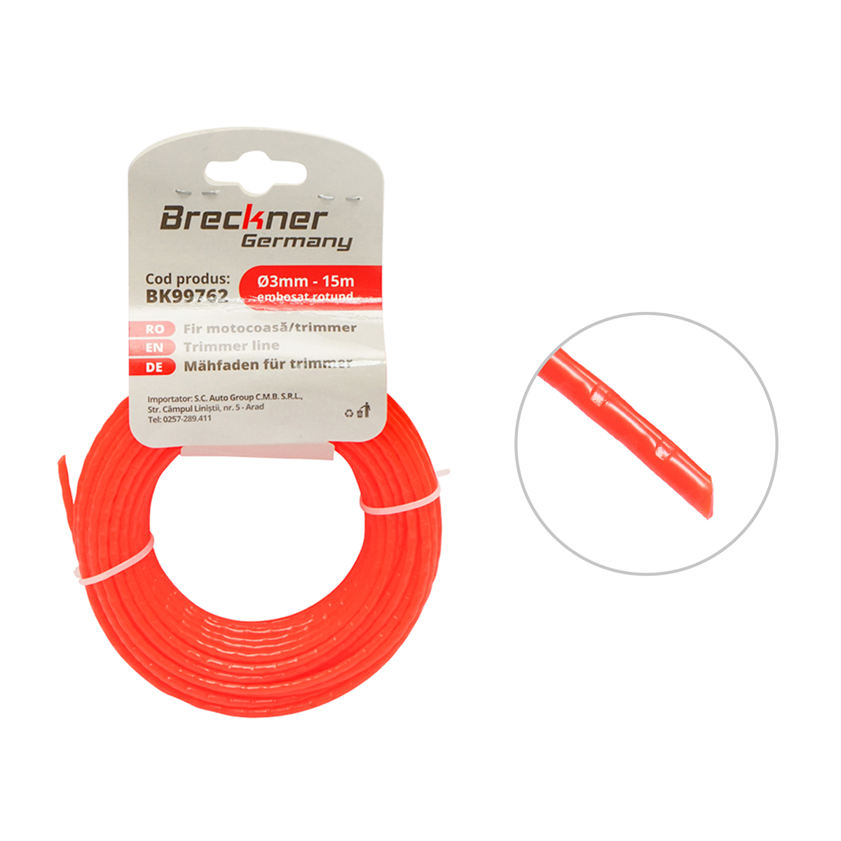 Fir rotund embosat pentru motocoasa 3mmx15m Breckner Germany	