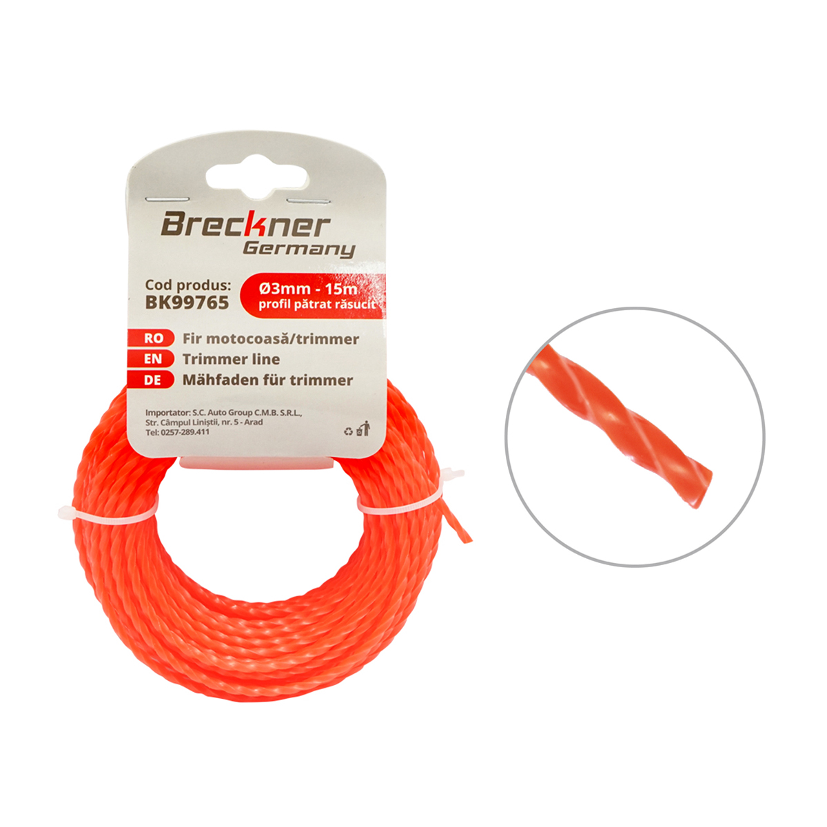 Fir patrat rasucit pentru motocoasa 3mmx15m Breckner Germany