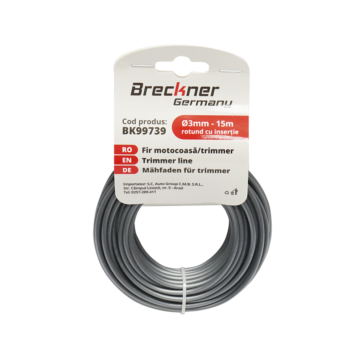 Fir rotund cu insertie metalica pentru motocoasa 3mmx15m Breckner Germany - imagine 2