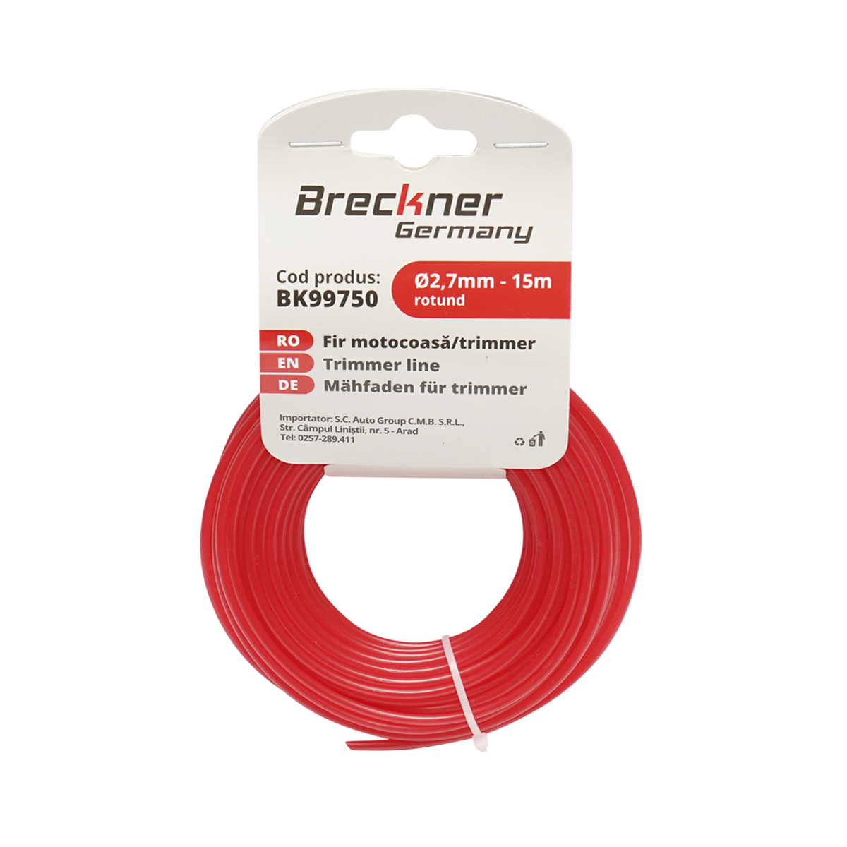 Fir rotund pentru motocoasa 2.7mmx15m Breckner Germany - imagine 2