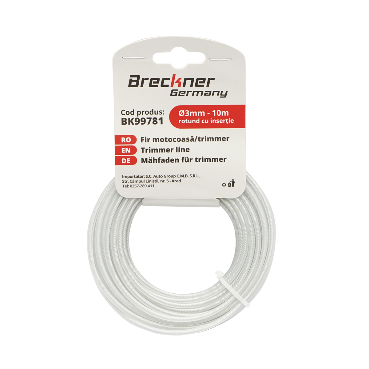 Fir rotund cu insertie metalica pentru motocoasa 3mmx10m Breckner Germany - imagine 2