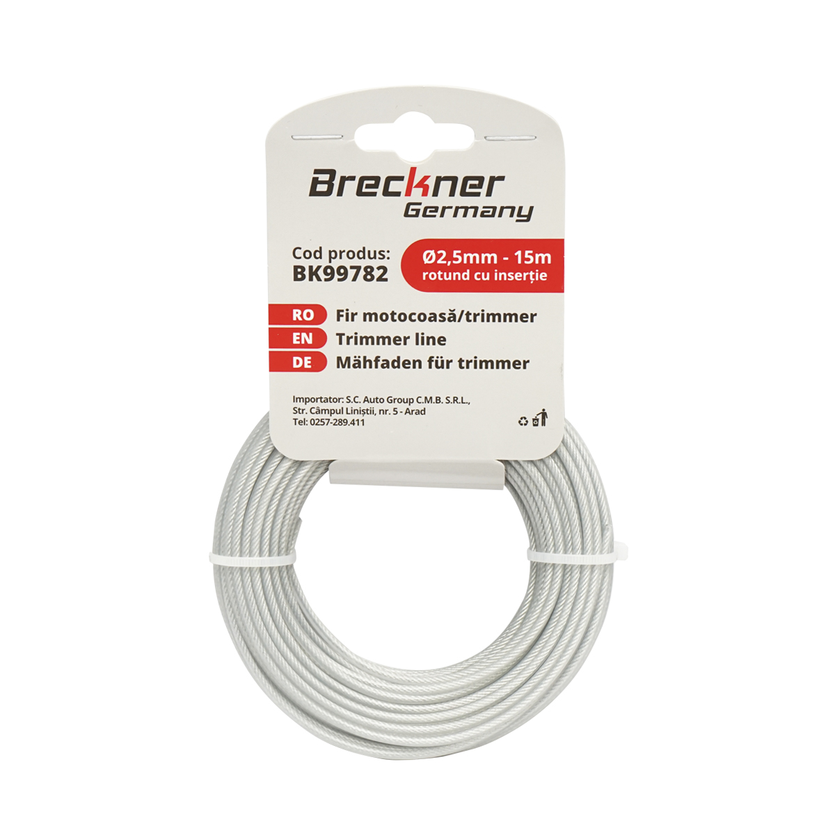 Fir rotund cu insertie metalica pentru motocoasa 2.5mmx15m Breckner Germany - imagine 2