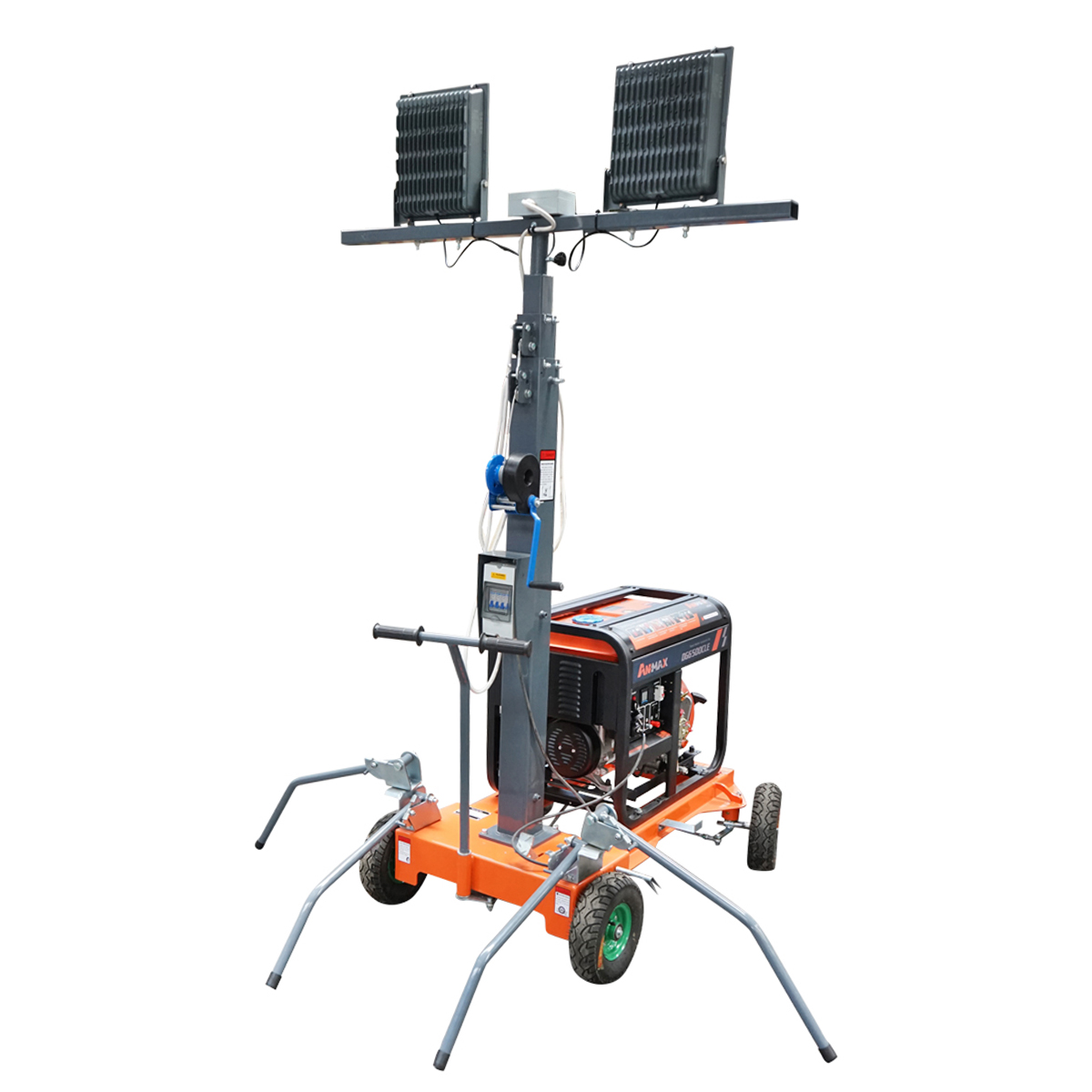 Turn de iluminat LED mobil, telescopic 4x200W 4.5KW inaltime 1800-4800mm cu generator diesel - imagine 6
