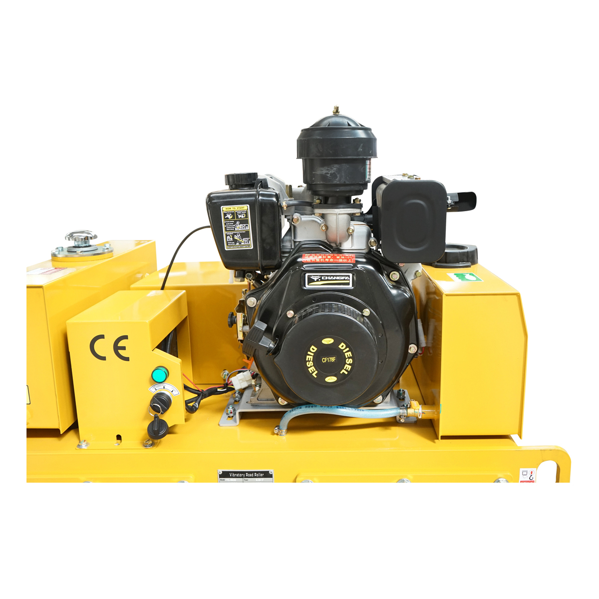Cilindru compactor 550kg cu tamburi 2x600mm si motor diesel 6CP, CF178, pornire elctrica sau manuala - imagine 7