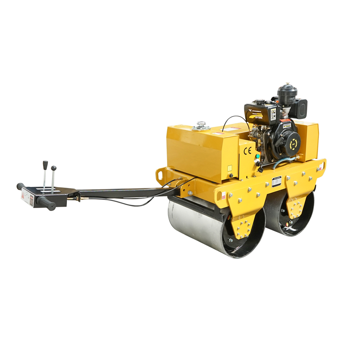Cilindru compactor 550kg cu tamburi 2x600mm si motor diesel 6CP, CF178, pornire elctrica sau manuala - imagine 2