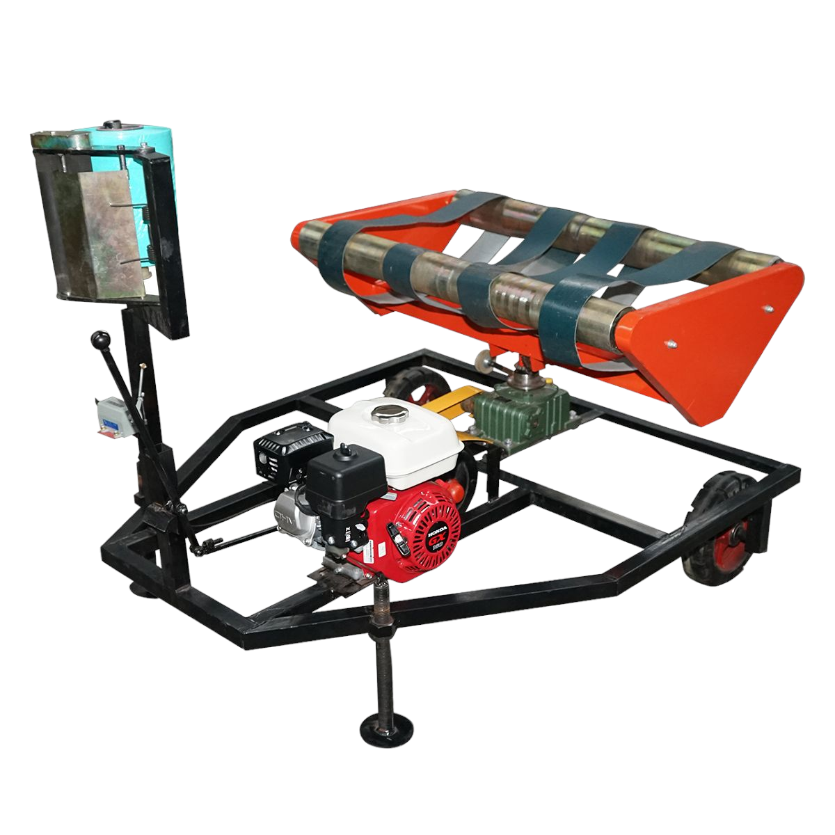 Masina infoliat baloti 500/610x700mm cu motor pe benzina HONDA GX160 4.8CP, pornire sfoara