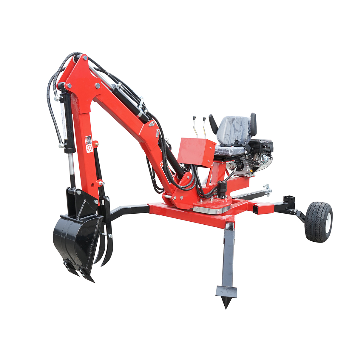 Mini excavator pentru ATV cu motor 15Cp, 420CC pe benzina remorcabil, rotire 360 grade