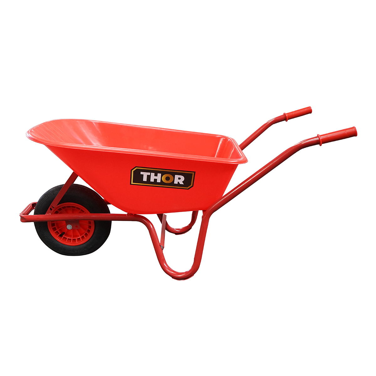 Roaba rosie 85L cu roata pneumatica 400/8, cadru metalic si cuva plastic 940x580x300mm Thor - imagine 3