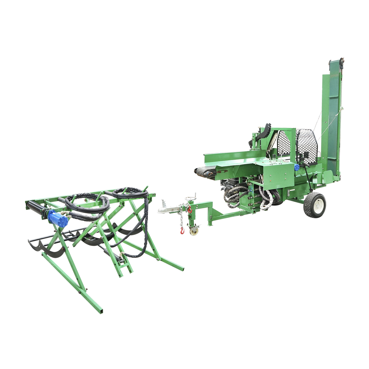 Despicator lemne 16T, motor benzina 15CP cu banda rulanta si conveier 525 Kg