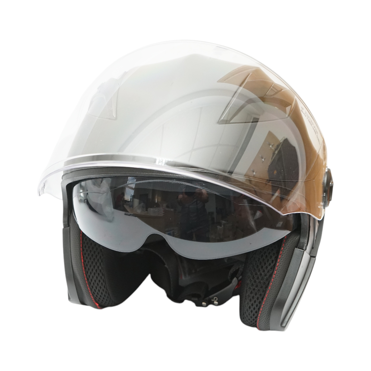 Casca moto tip jet neagra, model urban cu viziera transparenta si ochelari de soare, marimea L - imagine 6