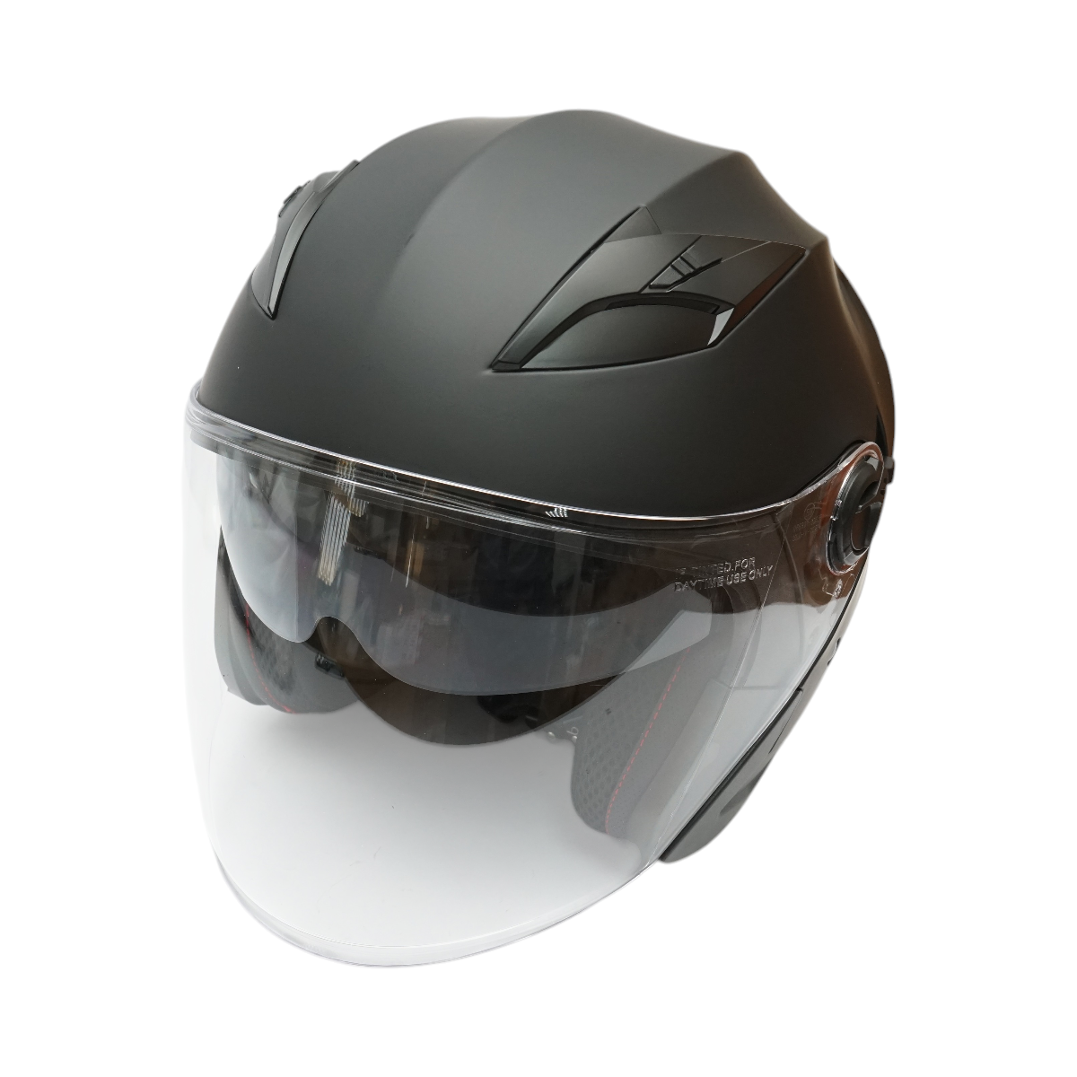 Casca moto tip jet neagra, model urban cu viziera transparenta si ochelari de soare, marimea XL