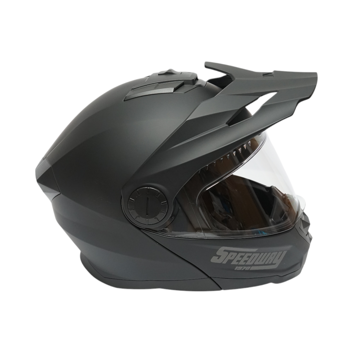 Casca motocross integrala negru mat cu viziera transparenta si ochelari de soare, marimea L Lion - imagine 7