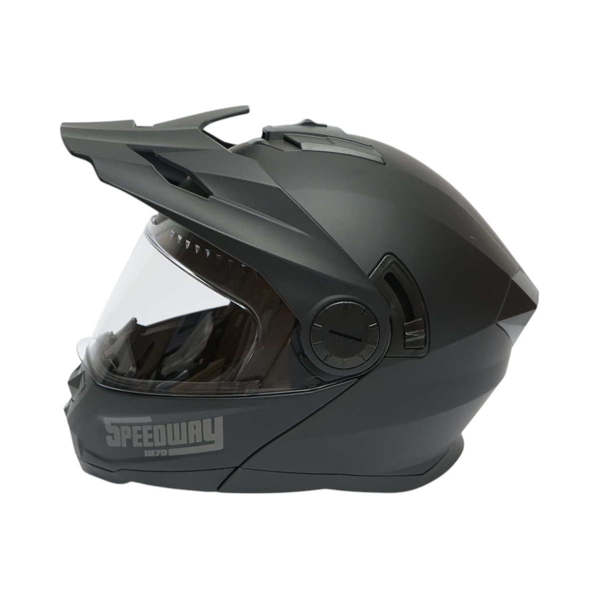 Casca motocross integrala negru mat cu viziera transparenta si ochelari de soare, marimea XL Lion - imagine 5