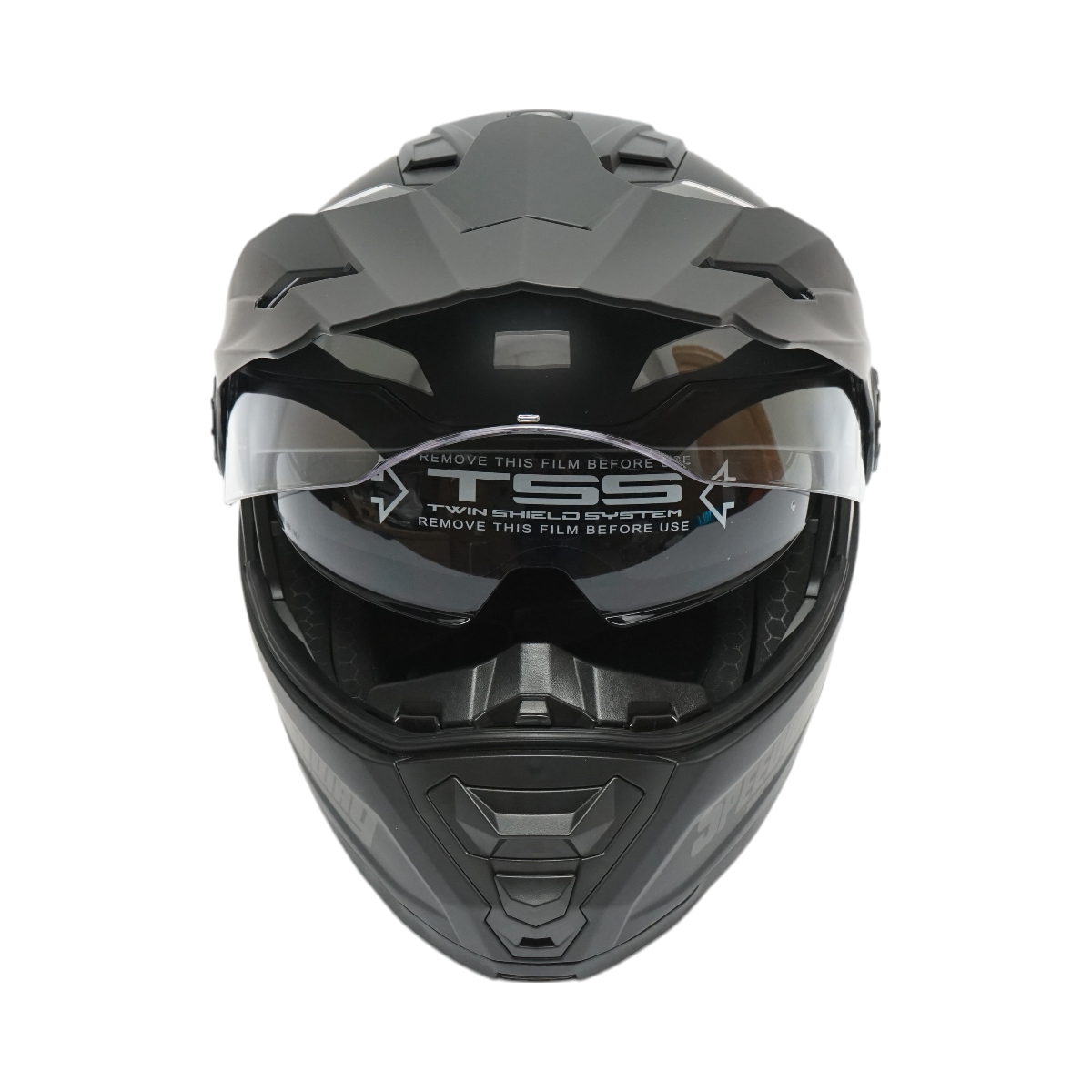 Casca motocross integrala negru mat cu viziera transparenta si ochelari de soare, marimea XL Lion - imagine 4