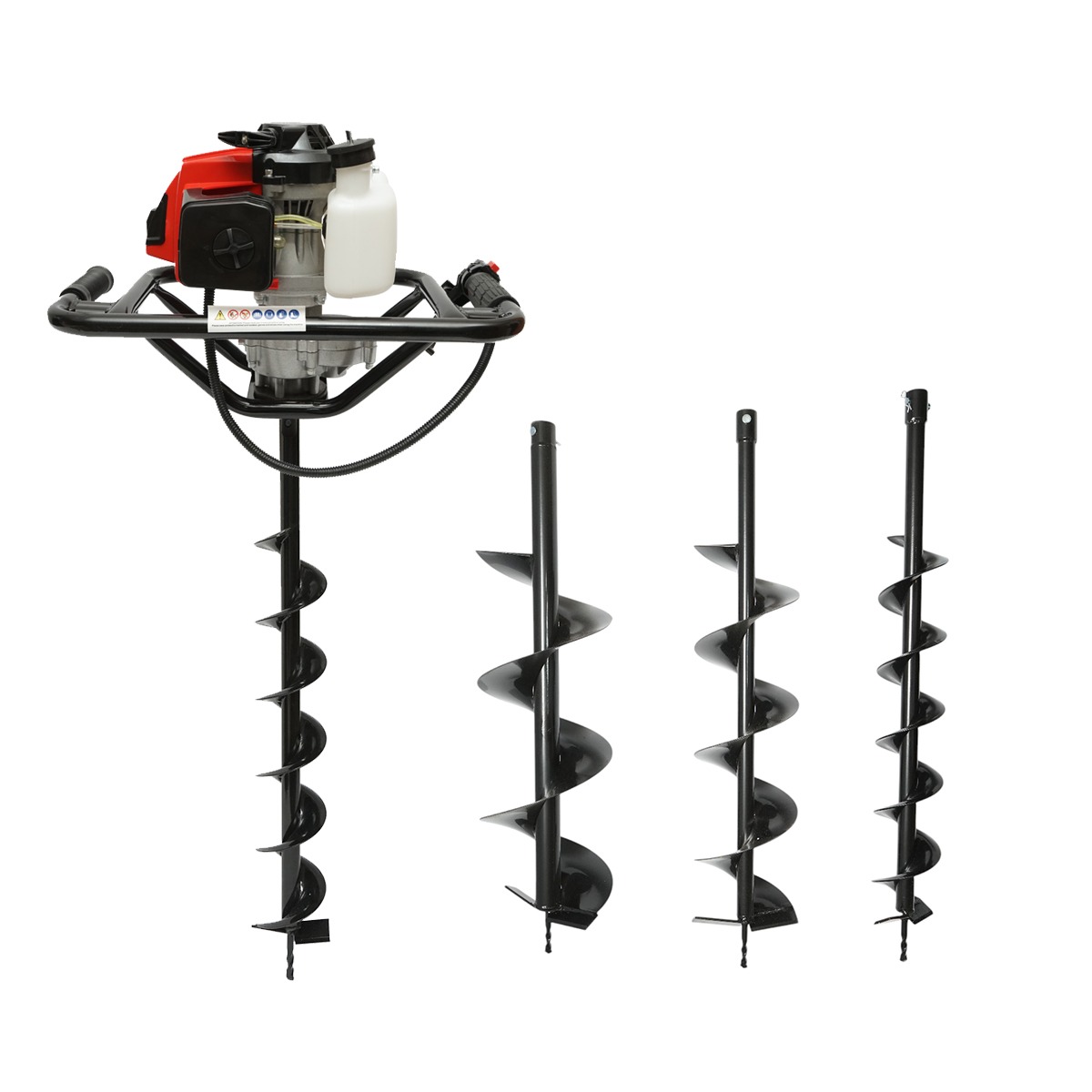 Motoburghiu foreza de pamant pe benzina 2.8CP, 2T 52cc, 3 burghie incluse 100mm, 150mm, 200mm THOR