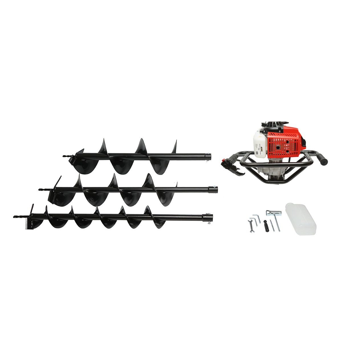 Motoburghiu foreza de pamant pe benzina 2.8CP, 2T 52cc, 3 burghie incluse 100mm, 150mm, 200mm THOR - imagine 2