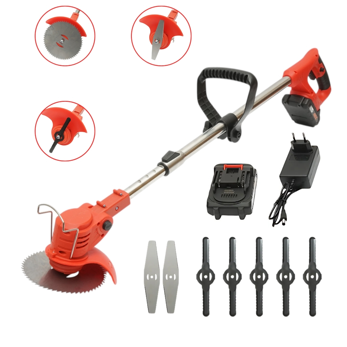 Motocoasa electrica extensibila 380W, baterie litiu 48V/6000 mAh, viteza 18000 r/min accesorii incluse