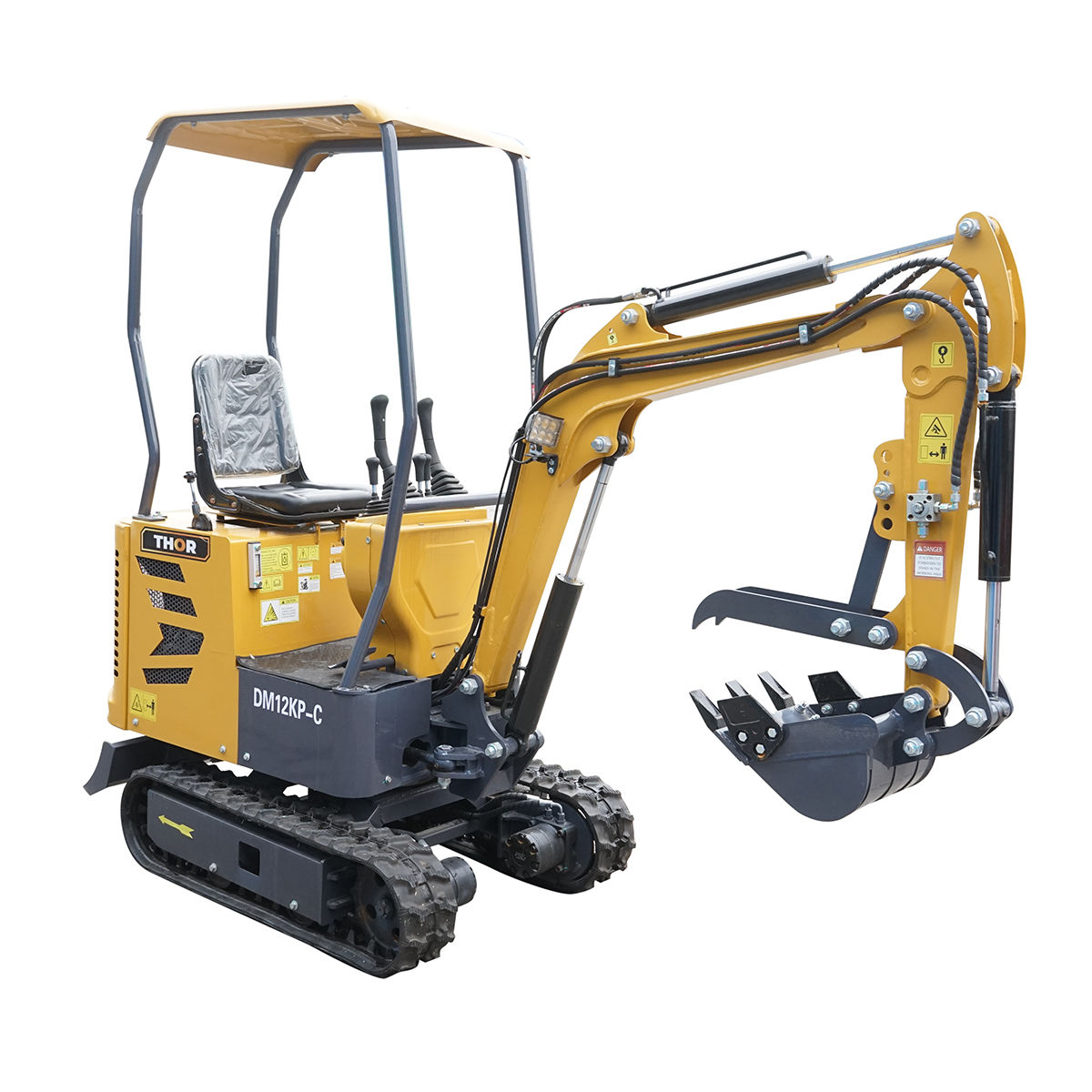 Mini excavator 1T cu semicabina, motor diesel 9.5CP, adancime sapare 1764mm, capacitate ridicare 350Kg, 3 cupe incluse 185/355/800mm THOR - imagine 4
