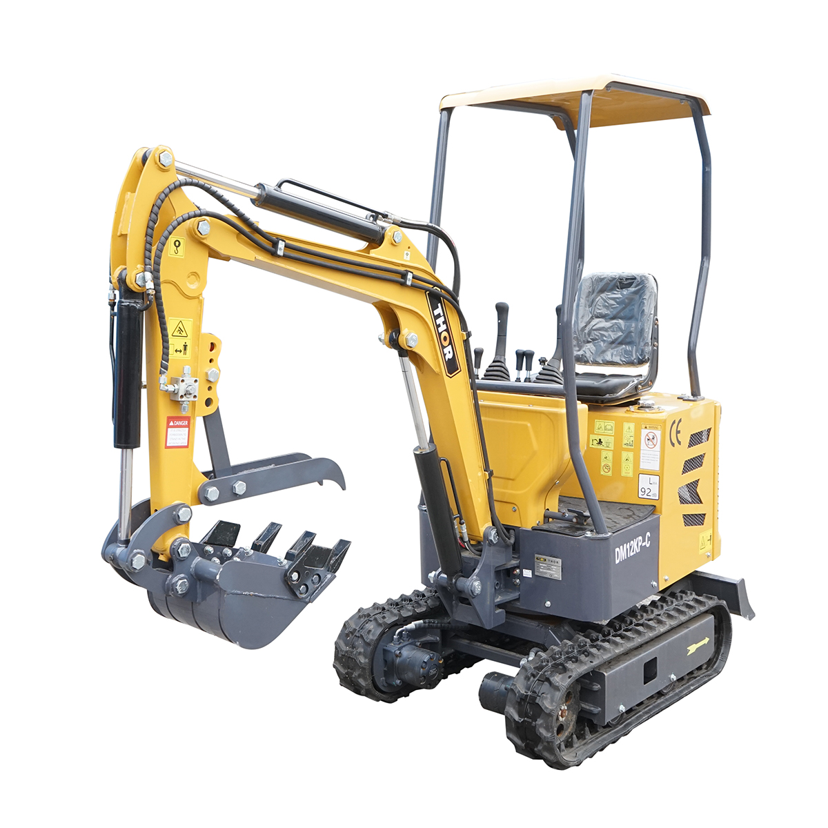 Mini excavator 1T cu semicabina, motor diesel 9.5CP, adancime sapare 1764mm, capacitate ridicare 350Kg, 3 cupe incluse 185/355/800mm THOR - imagine 3