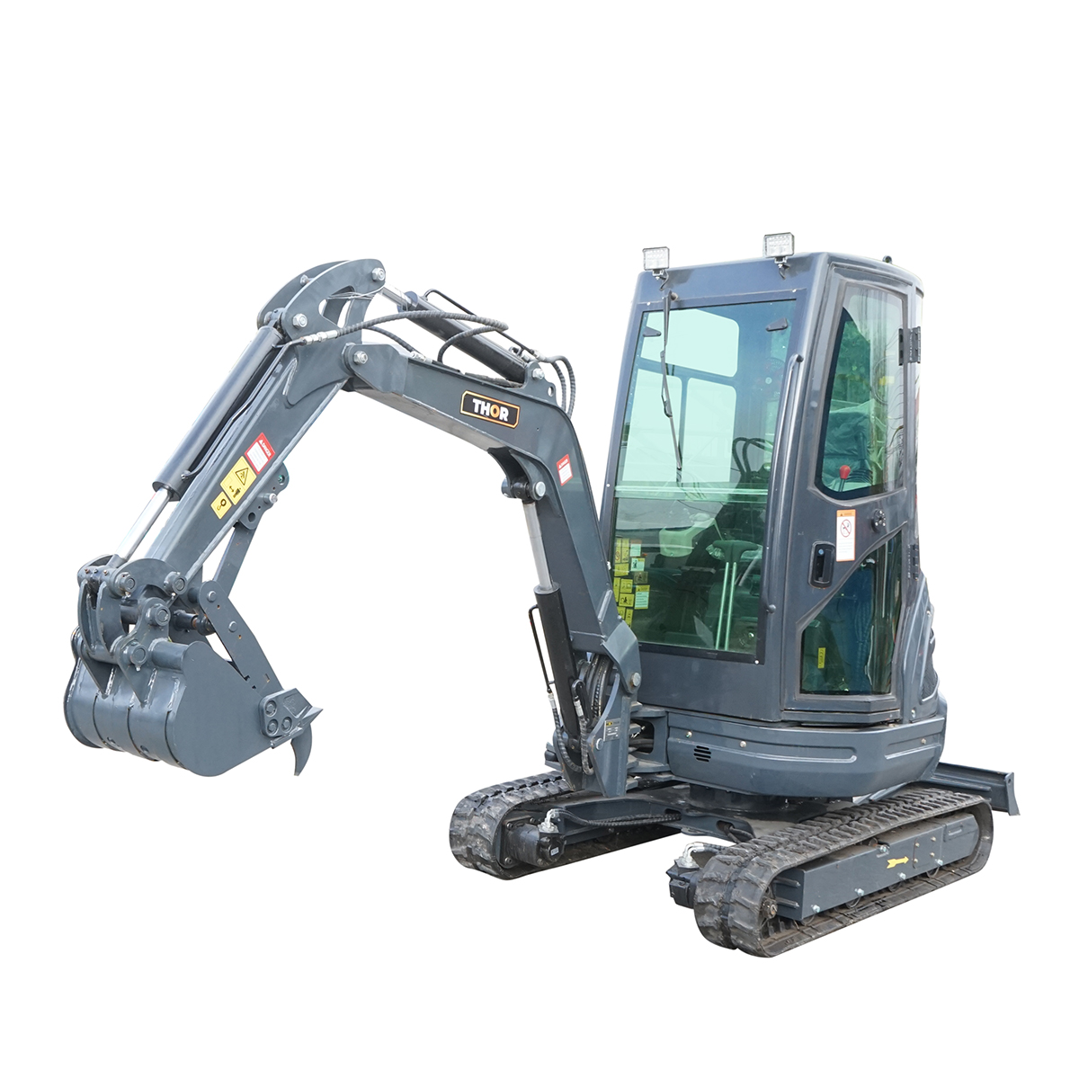 Mini excavator 2T cu cabina, motor diesel 25CP (18.4KW), adancime sapare 2120mm, capacitate ridicare 350Kg, 2 cupe incluse 400/770mm THOR - imagine 6