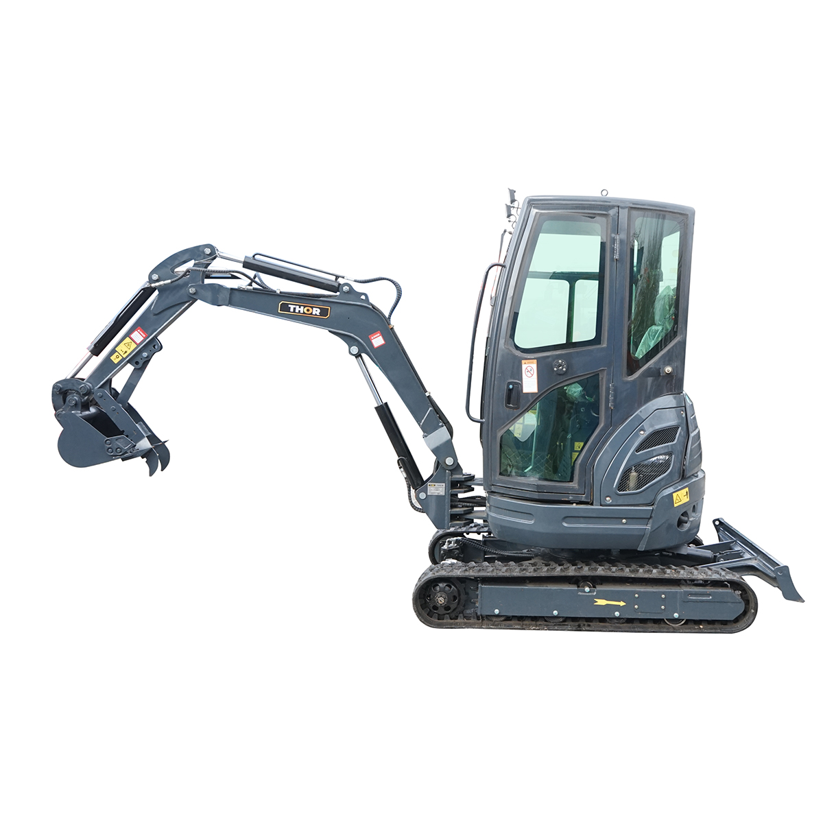 Mini excavator 2T cu cabina, motor diesel 25CP (18.4KW), adancime sapare 2120mm, capacitate ridicare 350Kg, 2 cupe incluse 400/770mm THOR - imagine 2