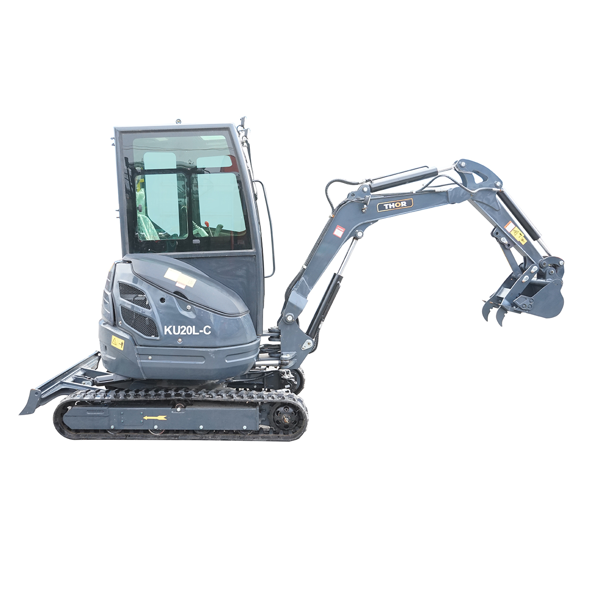 Mini excavator 2T cu cabina, motor diesel 25CP (18.4KW), adancime sapare 2120mm, capacitate ridicare 350Kg, 2 cupe incluse 400/770mm THOR - imagine 4
