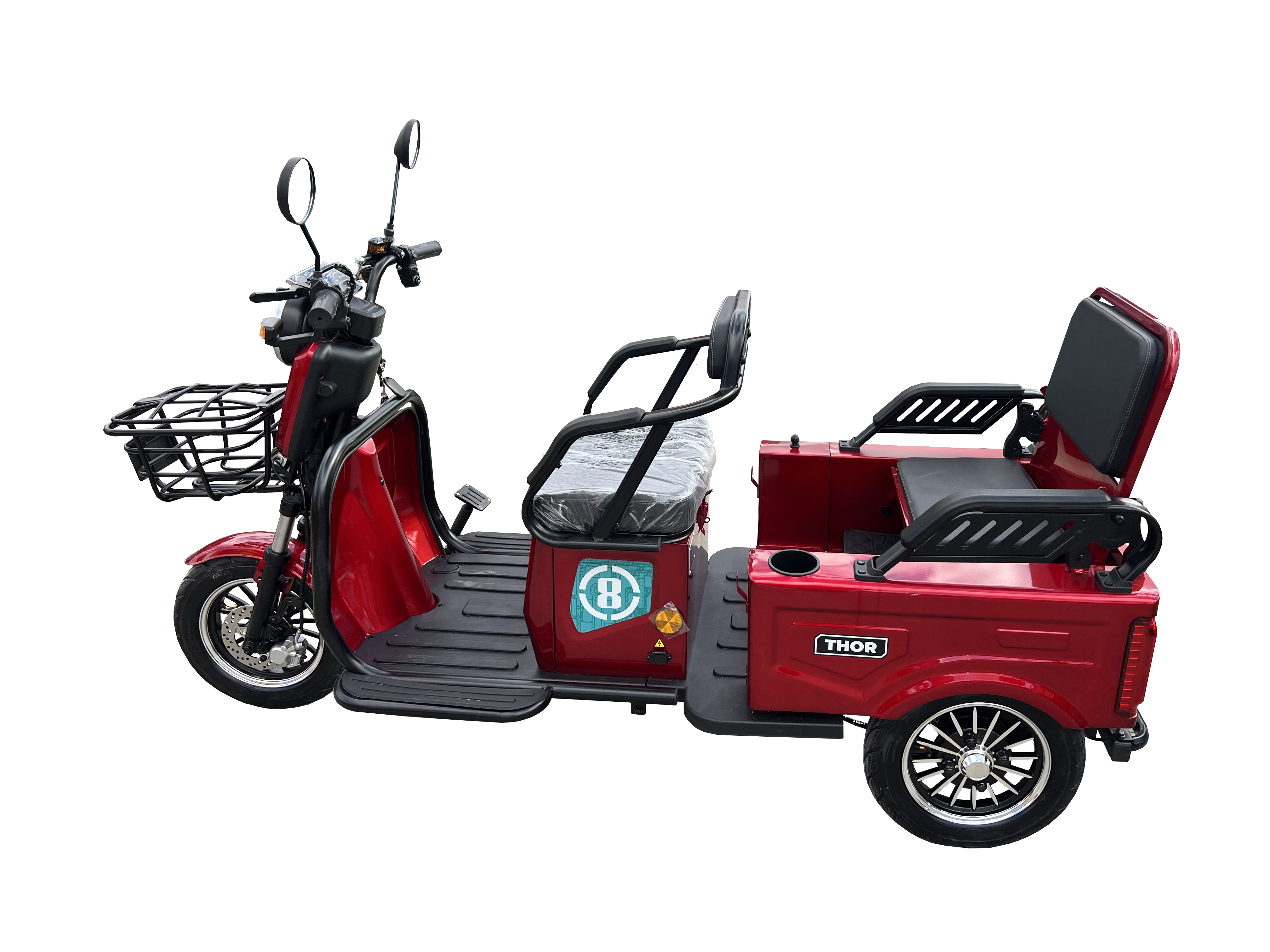 Triciclu electric THOR SX LONG PRO ROSU 1400W 60V 20AH - imagine 3