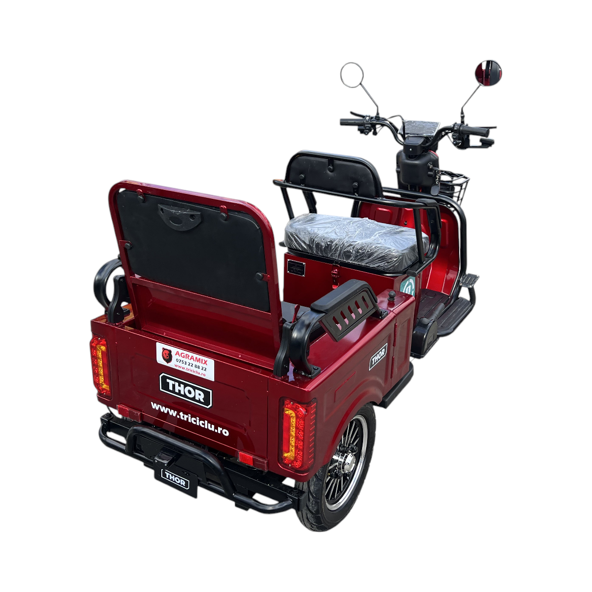 Triciclu electric THOR SX LONG PRO ROSU 1400W 60V 20AH - imagine 4