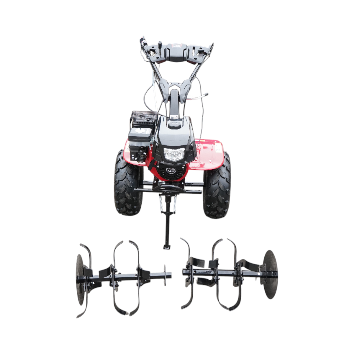 Motocultor 7.5CP cu freza 100cm, motor benzina 4 timpi 212cc OHV, viteze 2+1, transmisie pinioane, roti 19x7-8 Breckner Germany