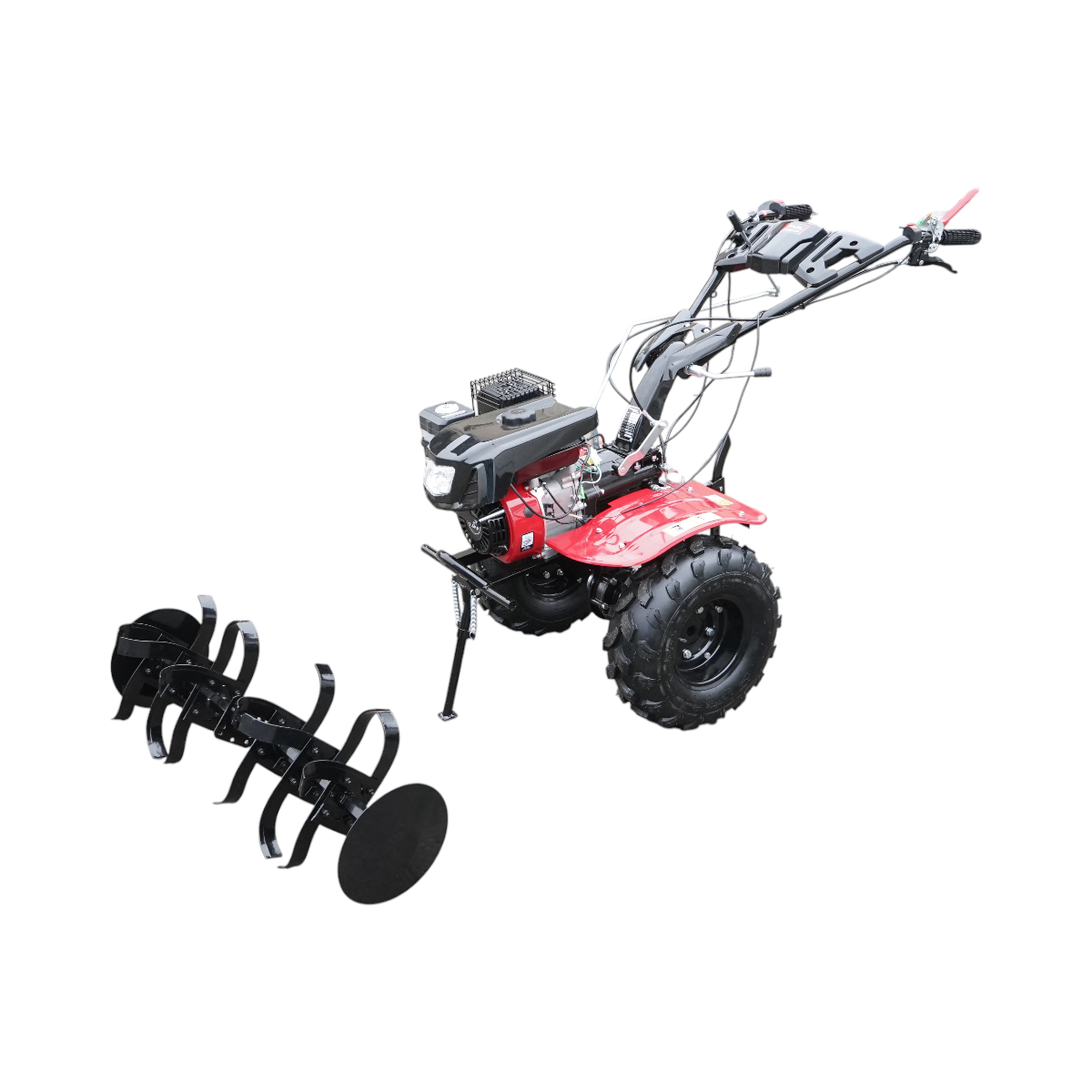 Motocultor 7.5CP cu freza 100cm, motor benzina 4 timpi 212cc OHV, viteze 2+1, transmisie pinioane, roti 19x7-8 Breckner Germany - imagine 2