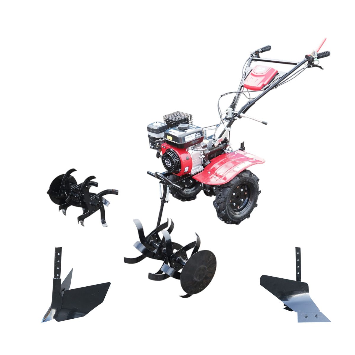 Motocultor 7.5CP cu freza 100cm, plug, rarita, motor benzina 4 timpi 212cc OHV, viteze 2+1, transmisie pinioane, roti 4.00-8 Breckner Germany - imagine 2