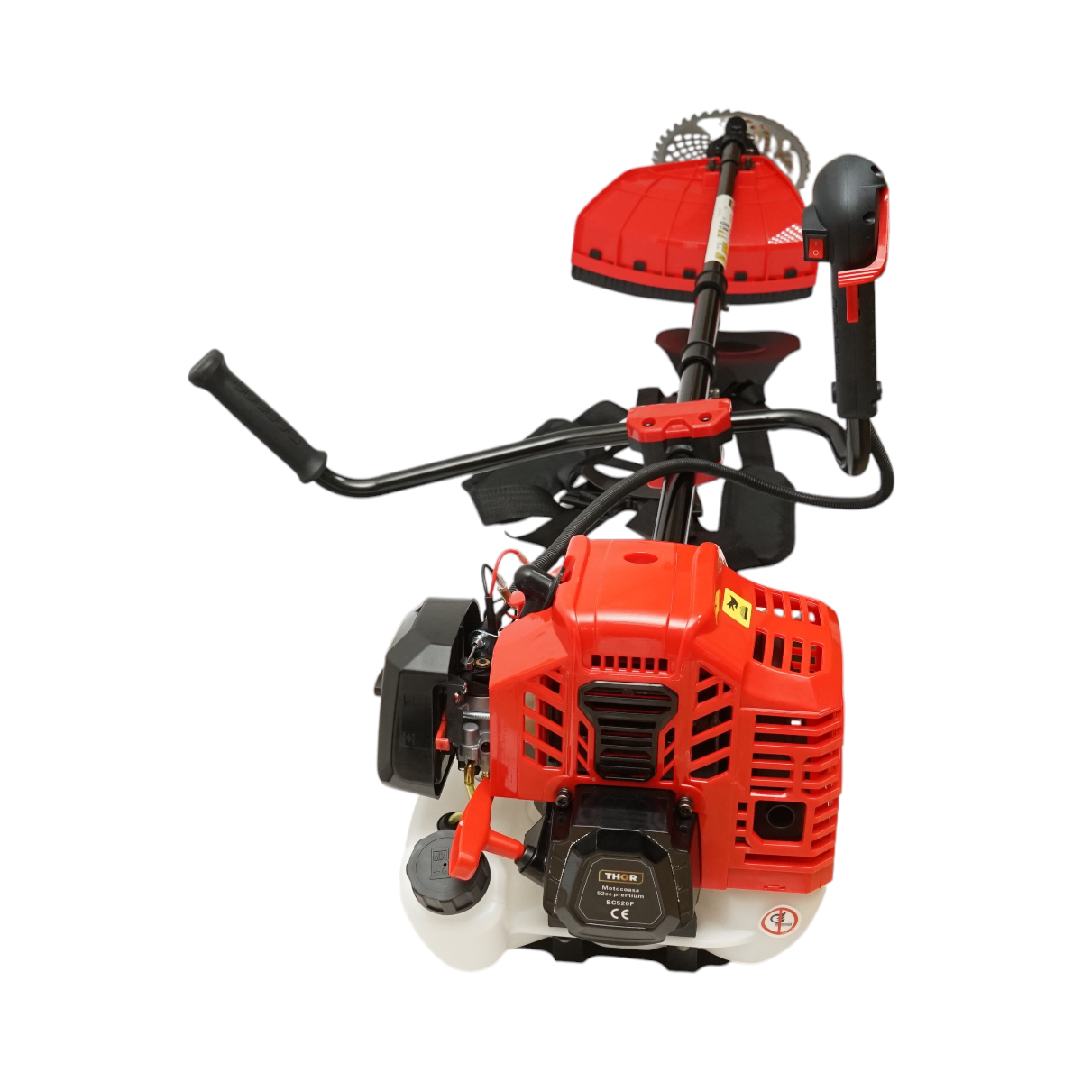 Motocoasa pe benzina profesionala Premium 3CP, 2T 52cc, turatie 7500rpm, disc 3T/40T, tambur fir, kit accesorii incluse THOR - imagine 6