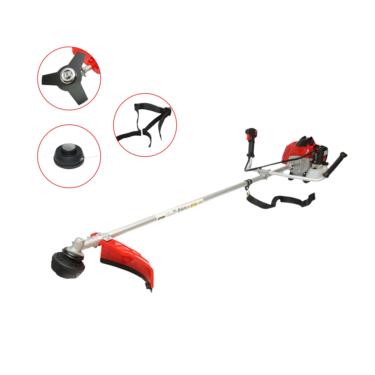 Motocoasa pe benzina profesionala Standard 3CP, 2T 52cc, turatie 7500rpm, disc 3T, tambur fir, kit accesorii incluse THOR