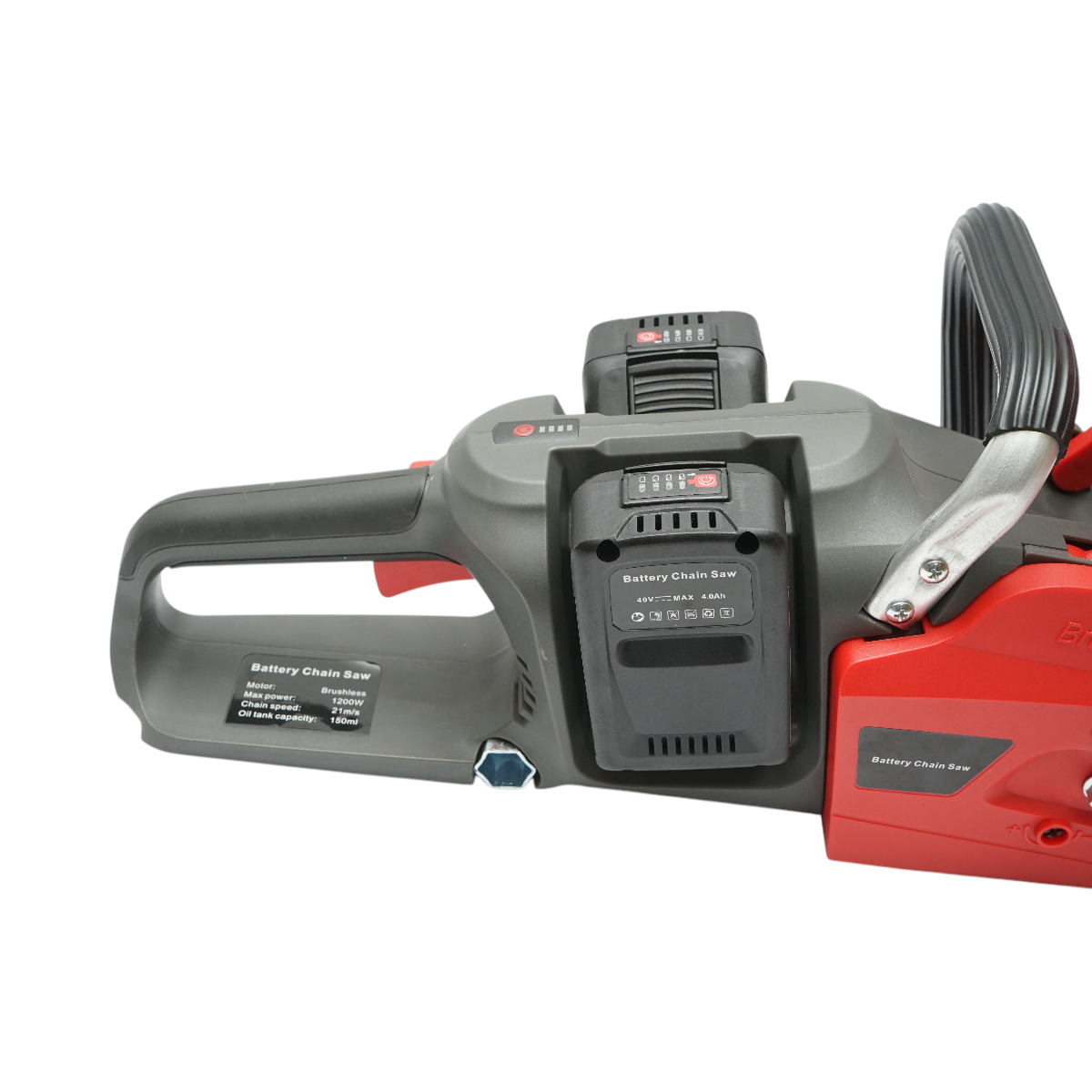 Drujba electrica profesionala cu 2 acumulatori 40V, 4Ah Li-ion, 1200W, motor brushless, lama 16 inch (400mm) Breckner Germany - imagine 11