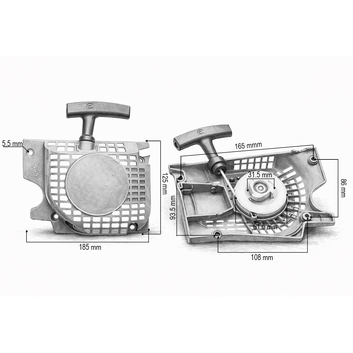 Demaror drujba metalic complet modele China 3800, 4100, 4500, 4600, 5200 THOR - imagine 3