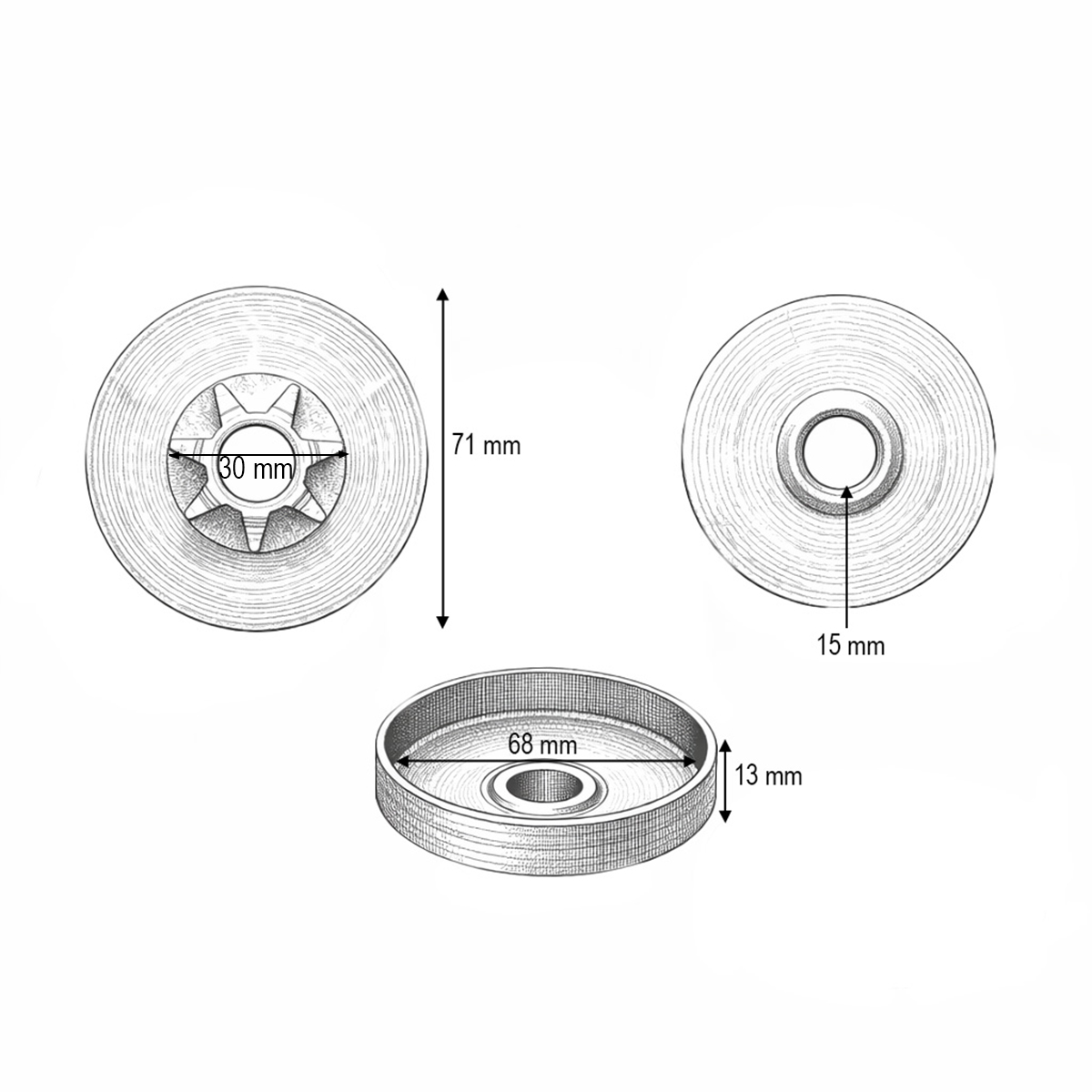 Tambur ambreiaj drujba 0.325 inch, 7 dinti, modele China 3800, 4100, 4500, 4600, 5200 THOR - imagine 3