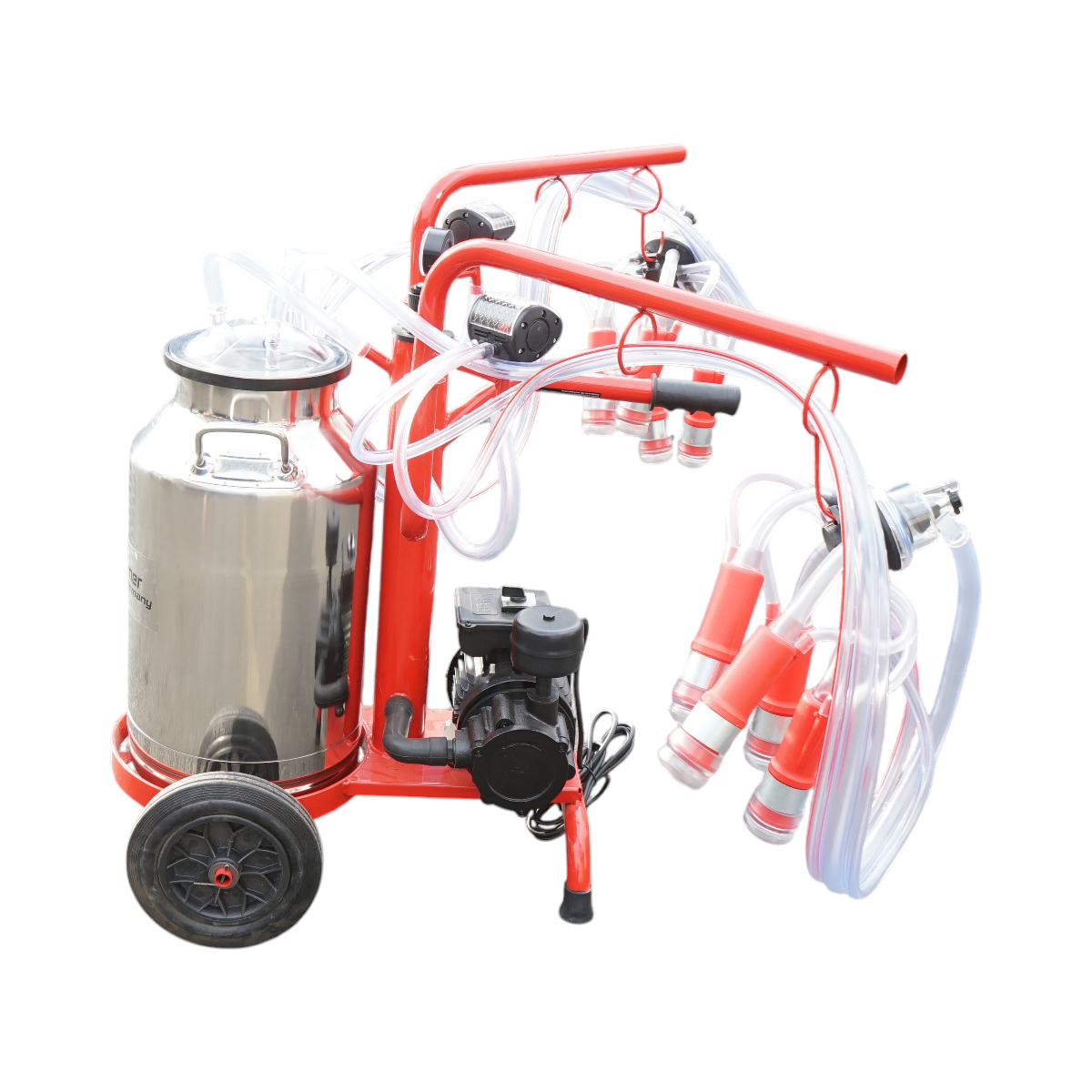 Aparat de muls vaci 2 posturi bidon 40L inox cu vid in cadru(vacuum) Breckner Germany - imagine 3