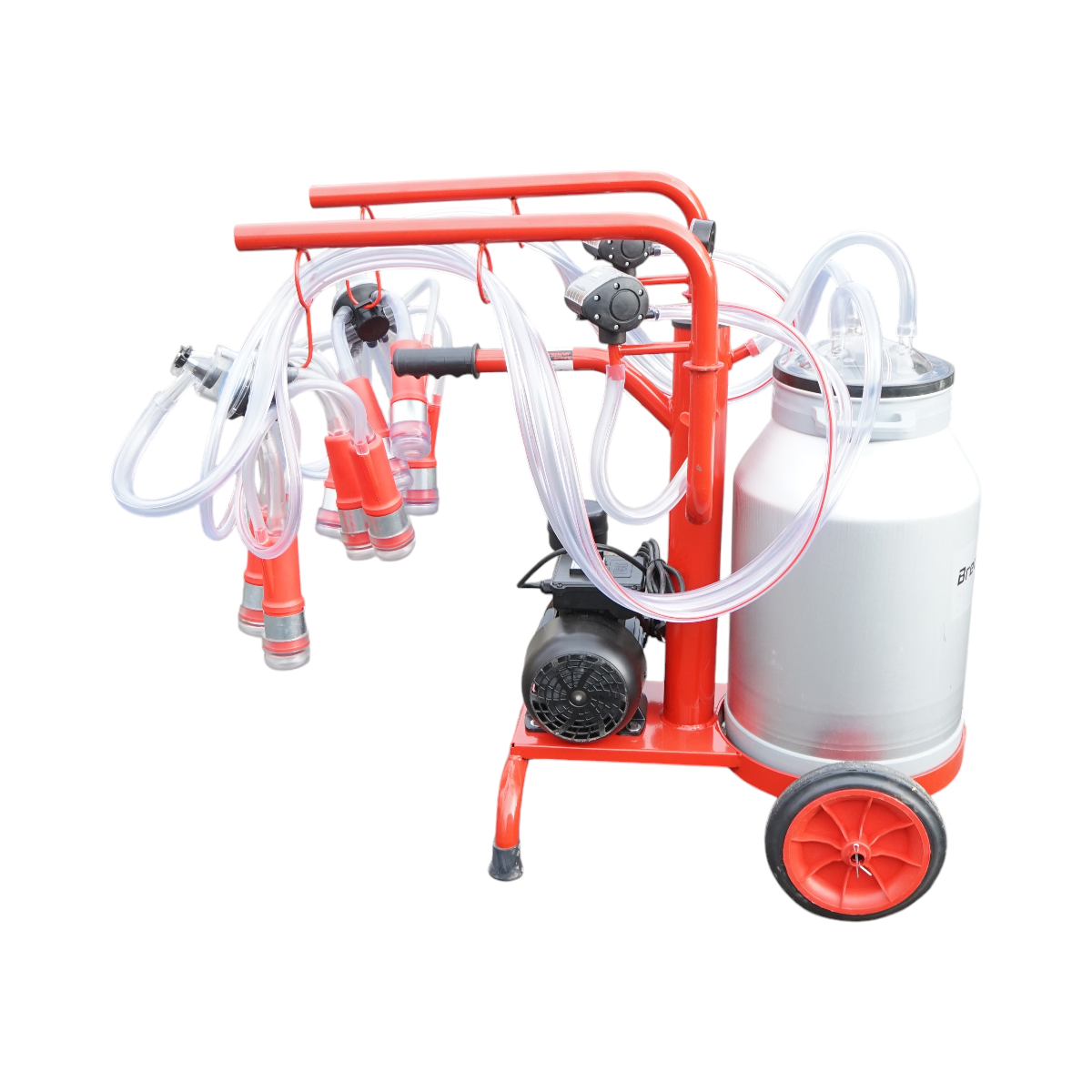 Aparat de muls vaci 2 posturi bidon 40L aluminiu cu vid in cadru(vacuum)  Breckner Germany - imagine 2